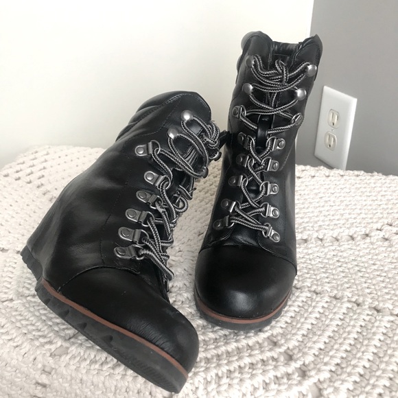 Esprit Shoes - EUC Esprit Black Sammie lace up wedge booties